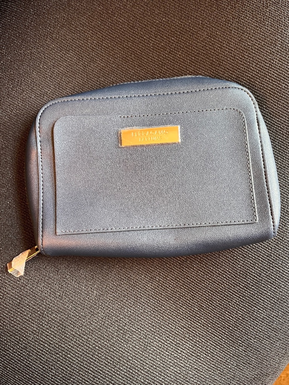 Ferragamo Parfums Navy Travel Cosmetic Bag In Partnership with Air India NEW